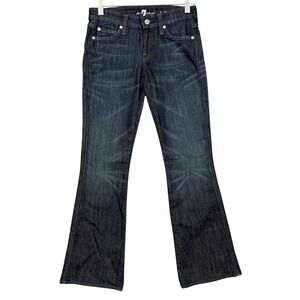 7 For All Mankind Jeans Womens 24 Fits 28 Blue A-Pocket Crystal Flare Low Rise